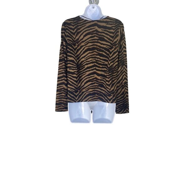 Sanctuary Womens Tiger Stripes Animal Print V-neck Shirt Size Small - Picture 5 of 9